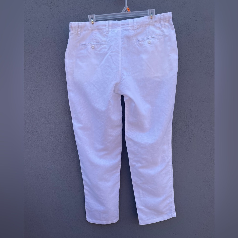 White Linen Drawstring Pants - Picture 6 of 11
